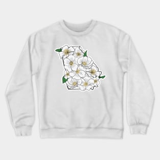 Georgia and State Flower the Cherokee Rose Crewneck Sweatshirt